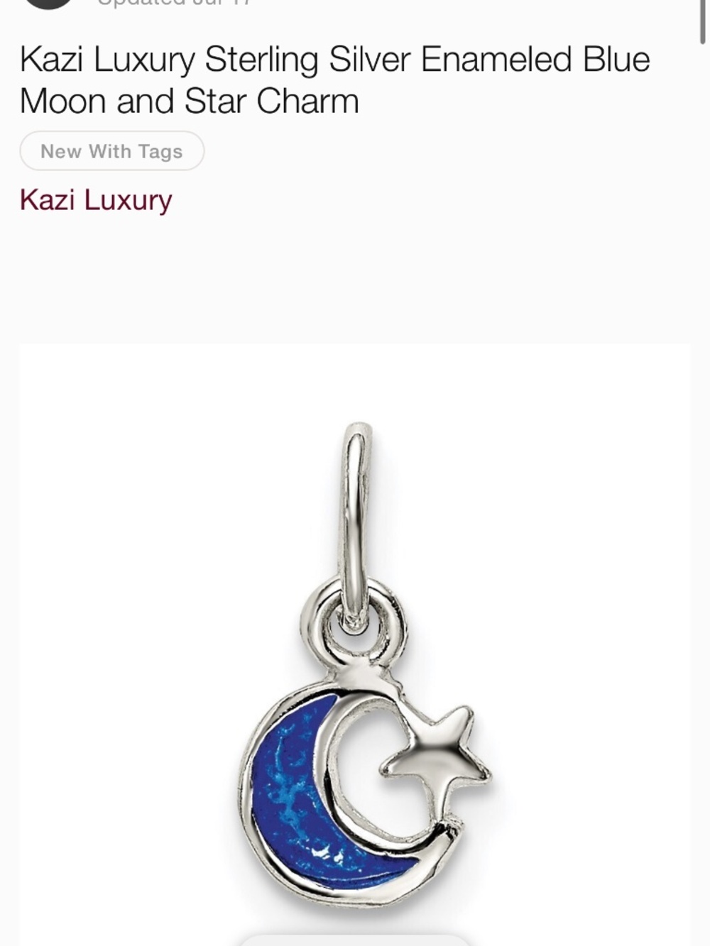 Kazi Luxury Sterling Silver Enameled Blue Moon and Star Charm